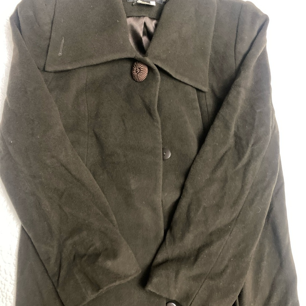 Kristen Blake Women's Wool Cashmere  Dark Brown Full Length Dress Coat Size L